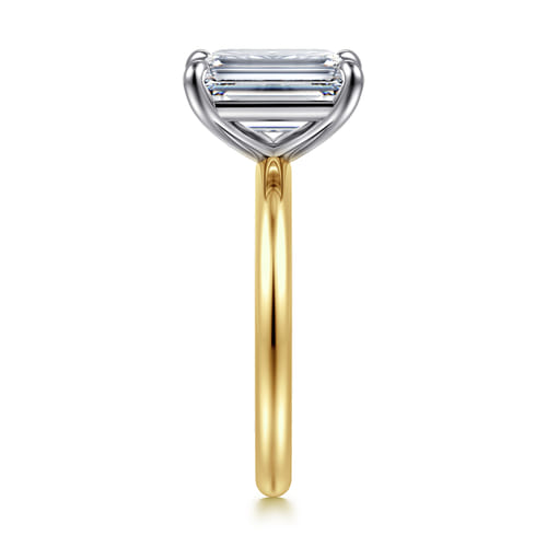 14K White-Yellow Gold Emerald Cut Solitaire Engagement Ring