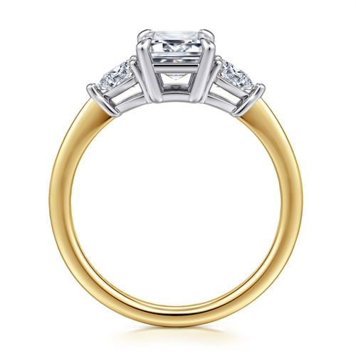 14K White-Yellow Gold Emerald Cut Three Stone Diamond Engagement Ring