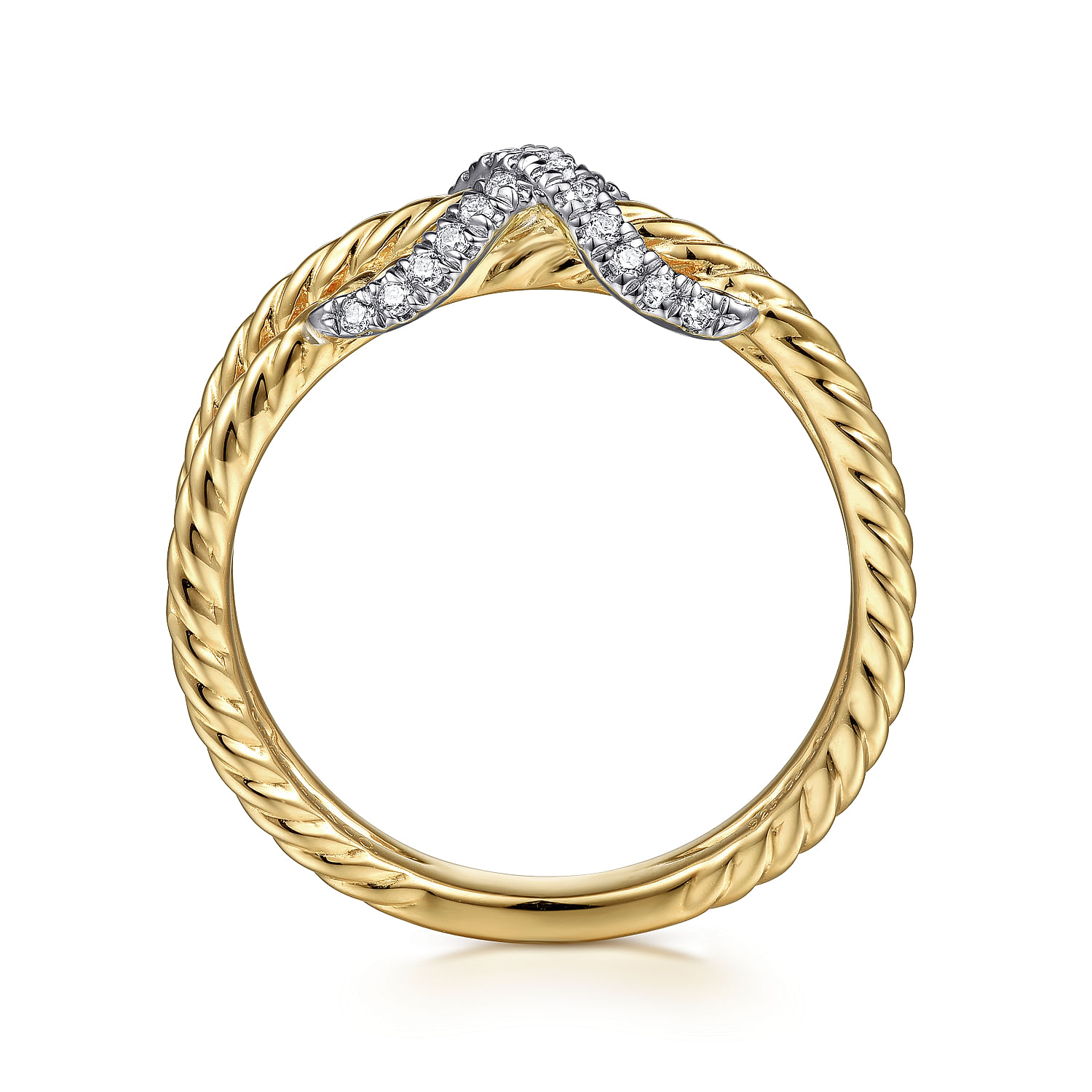 14K White-Yellow Gold Hampton Ring with Diamond X