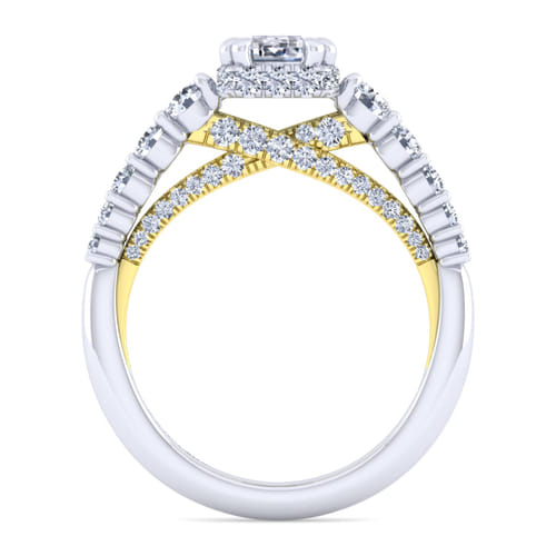 14K White-Yellow Gold Hidden Halo Emerald Cut Diamond Engagement Ring 14K White-Yellow Gold Hidden Halo Emerald Cut Diamond Engagement Ring