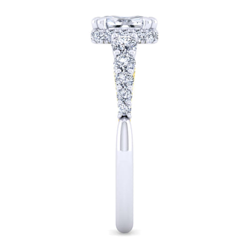 14K White-Yellow Gold Hidden Halo Emerald Cut Diamond Engagement Ring 14K White-Yellow Gold Hidden Halo Emerald Cut Diamond Engagement Ring