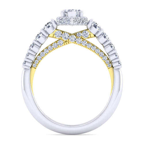 14K White-Yellow Gold Hidden Halo Marquise Shape Diamond Engagement Ring 14K White-Yellow Gold Hidden Halo Marquise Shape Diamond Engagement Ring