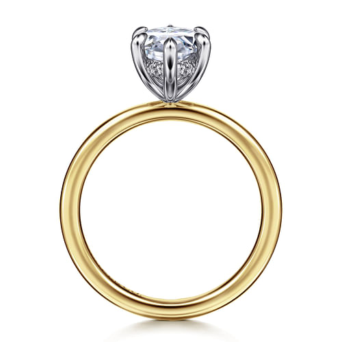 14K White-Yellow Gold Hidden Halo Marquise Shape Diamond Engagement Ring