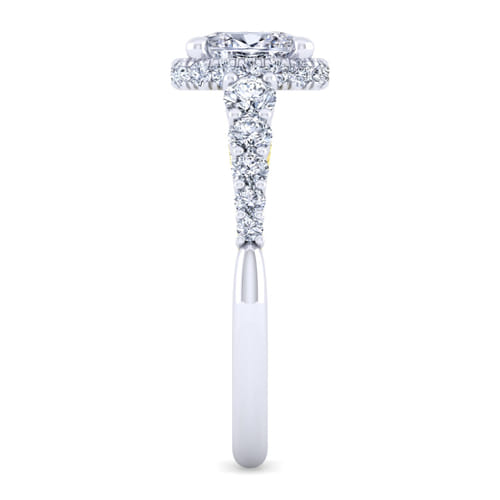 14K White-Yellow Gold Hidden Halo Oval Diamond Engagement Ring