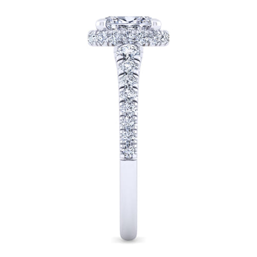14K White-Yellow Gold Hidden Halo Oval Diamond Engagement Ring
