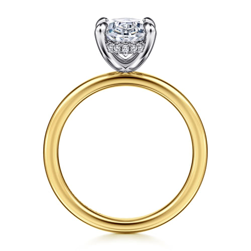 14K White-Yellow Gold Hidden Halo Oval Diamond Engagement Ring