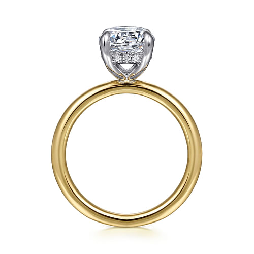 14K White-Yellow Gold Hidden Halo Oval Diamond Engagement Ring