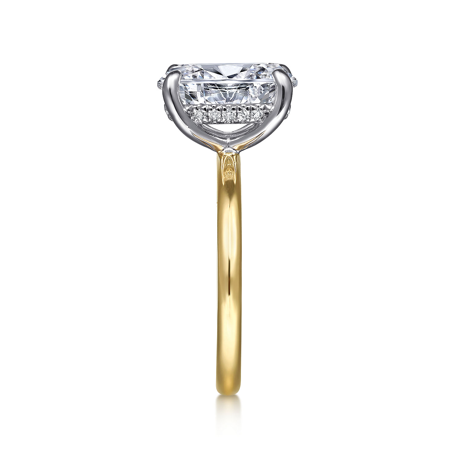 14K White-Yellow Gold Hidden Halo Oval Diamond Engagement Ring