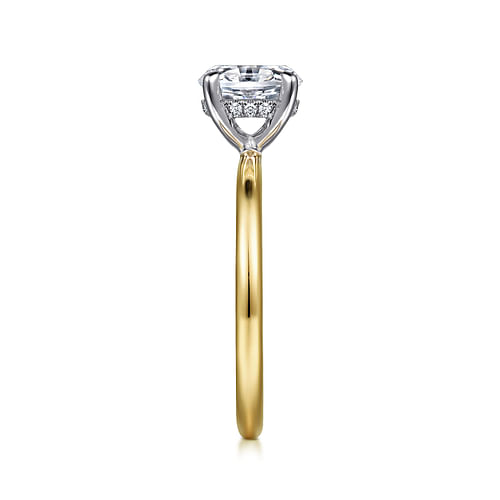 14K White-Yellow Gold Hidden Halo Oval Diamond Engagement Ring