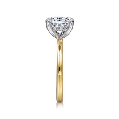 14K White-Yellow Gold Hidden Halo Oval Diamond Engagement Ring