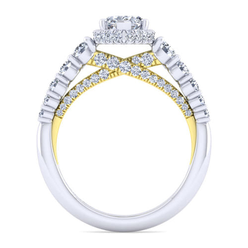 14K White-Yellow Gold Hidden Halo Pear Shape Diamond Engagement Ring