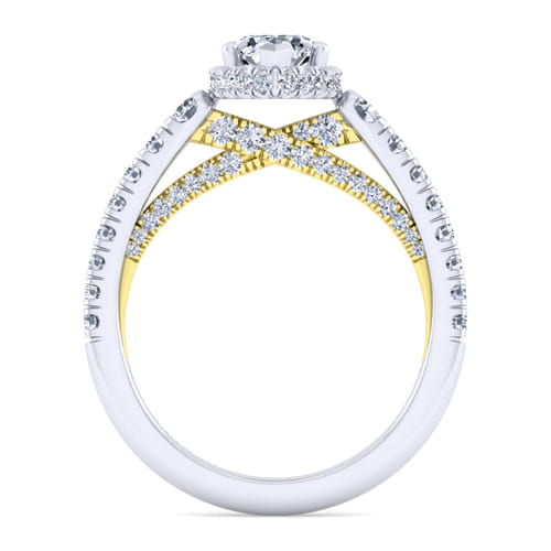 14K White-Yellow Gold Hidden Halo Pear Shape Diamond Engagement Ring