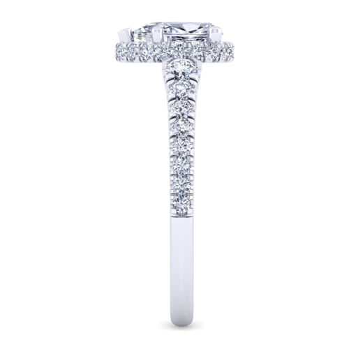 14K White-Yellow Gold Hidden Halo Pear Shape Diamond Engagement Ring