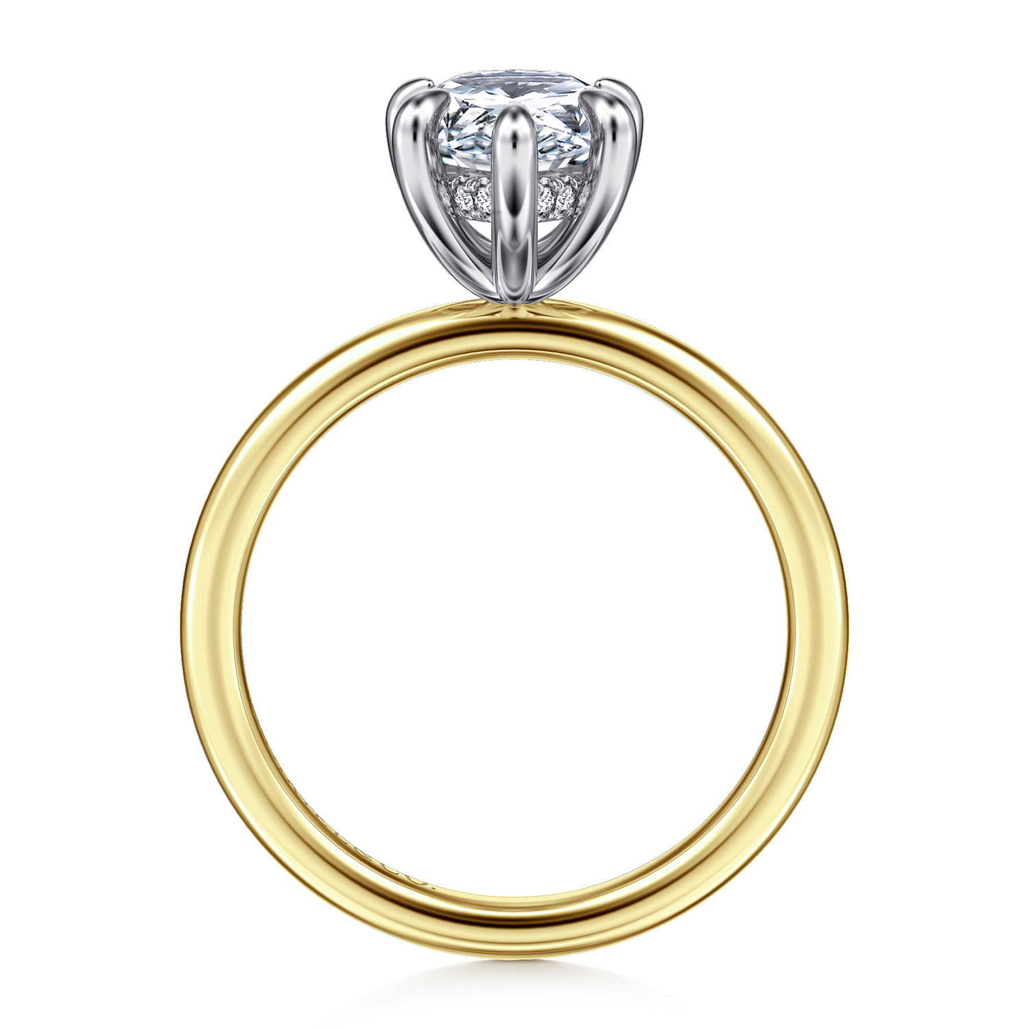 14K White-Yellow Gold Hidden Halo Pear Shape Diamond Engagement Ring