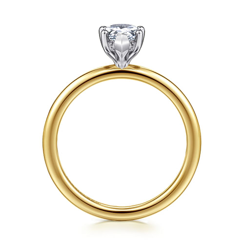 14K White-Yellow Gold Hidden Halo Pear Shape Diamond Engagement Ring