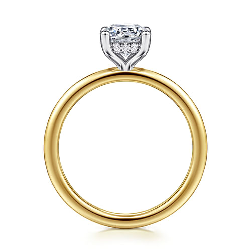 14K White-Yellow Gold Hidden Halo Round Diamond Engagement Ring