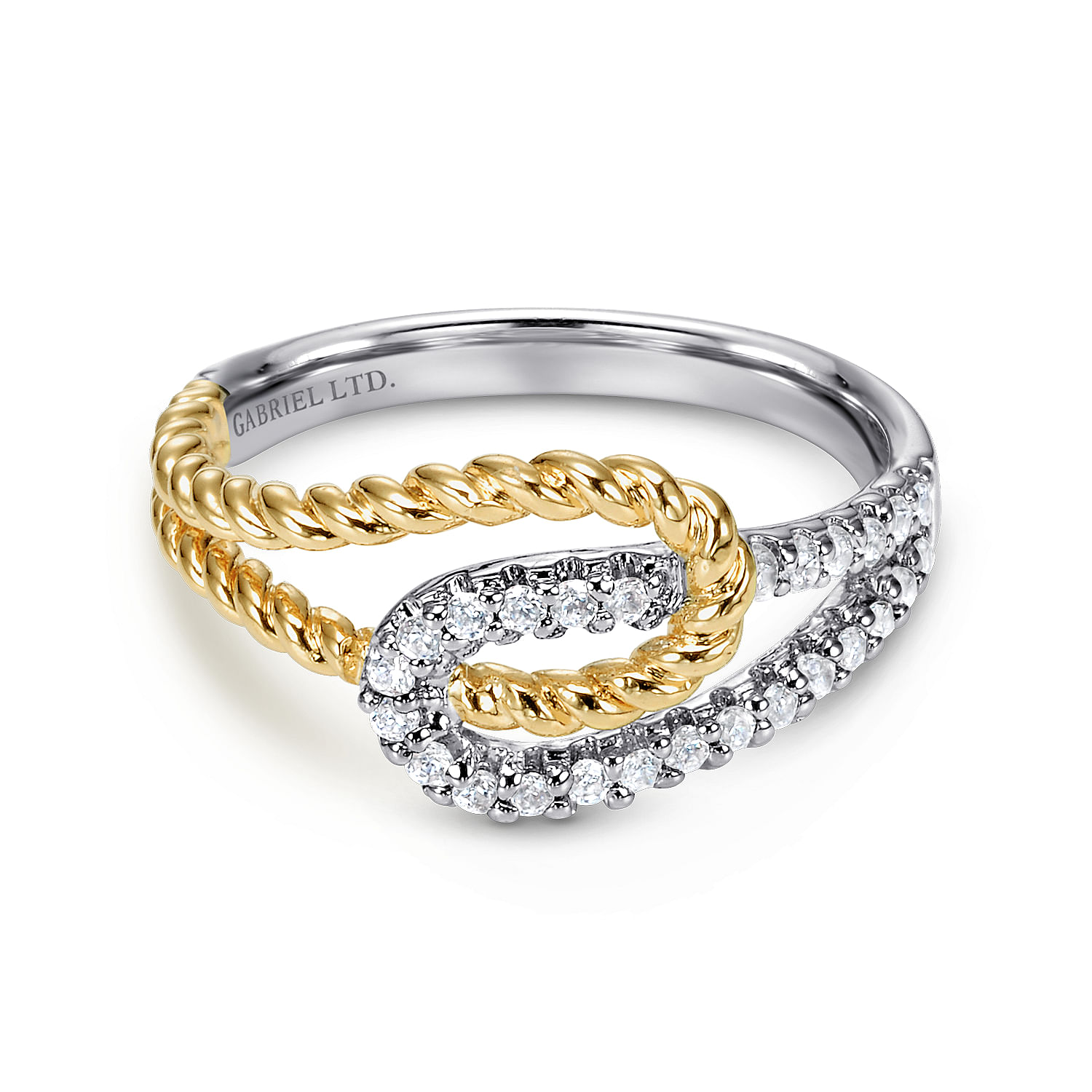 Gabriel - 14K White/Yellow Gold Interlocking Loops Diamond Ring