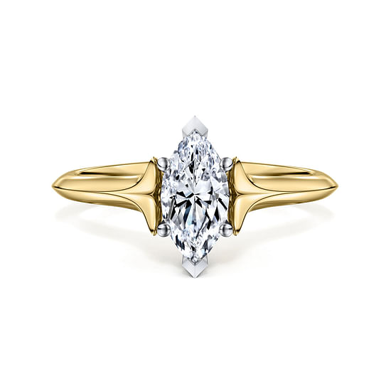 Gabriel - 14K White-Yellow Gold Marquise Diamond Engagement Ring