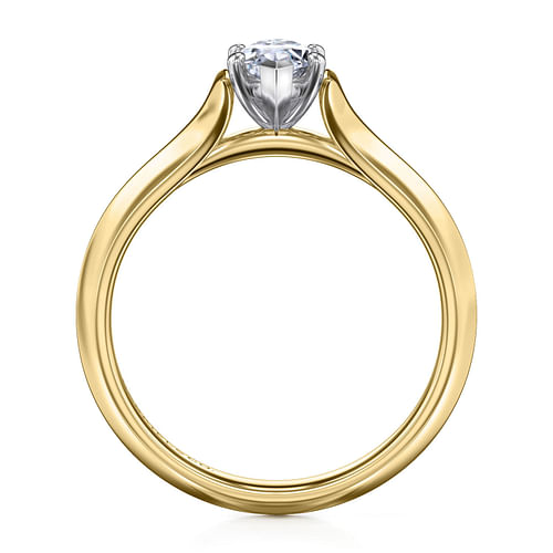 14K White-Yellow Gold Marquise Diamond Engagement Ring