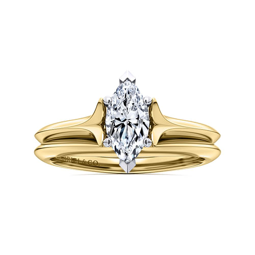 14K White-Yellow Gold Marquise Diamond Engagement Ring