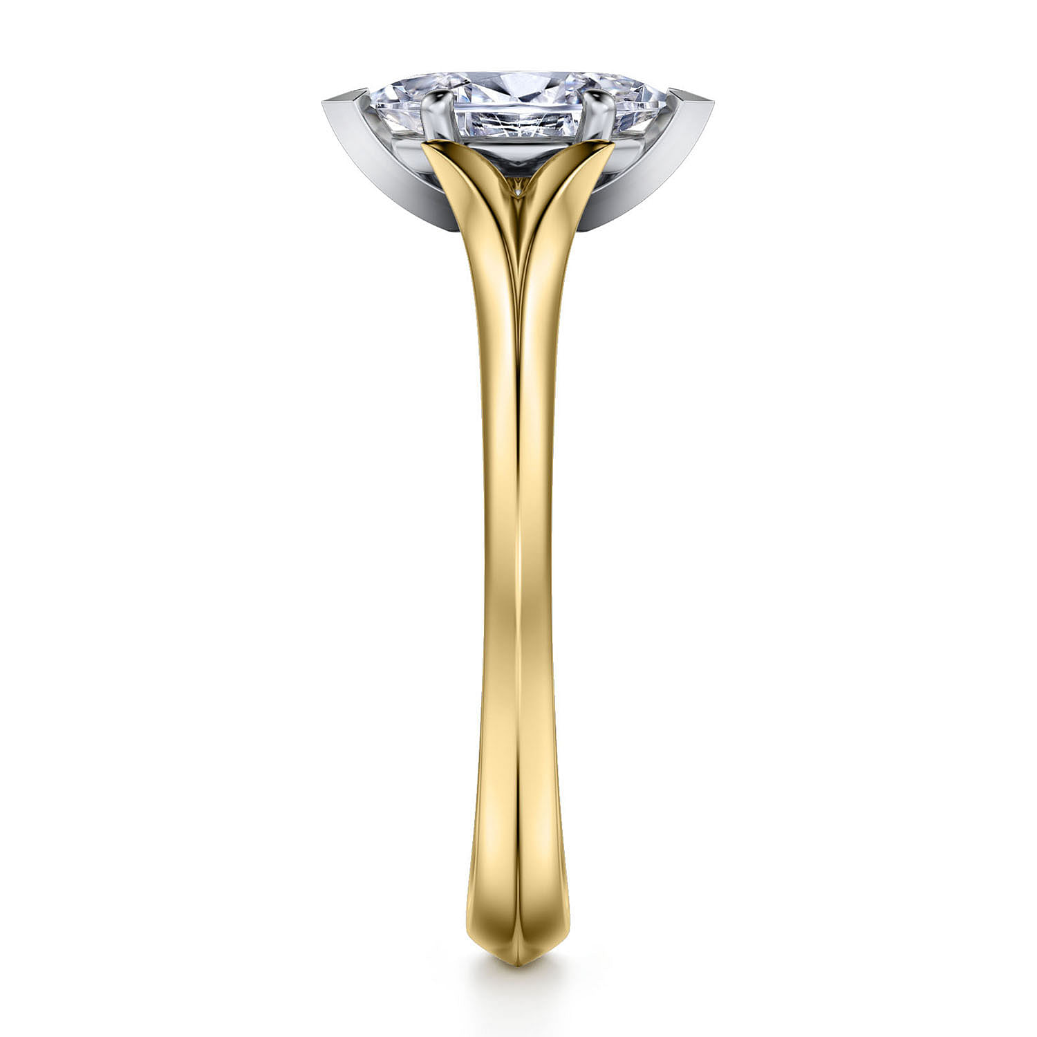14K White-Yellow Gold Marquise Diamond Engagement Ring