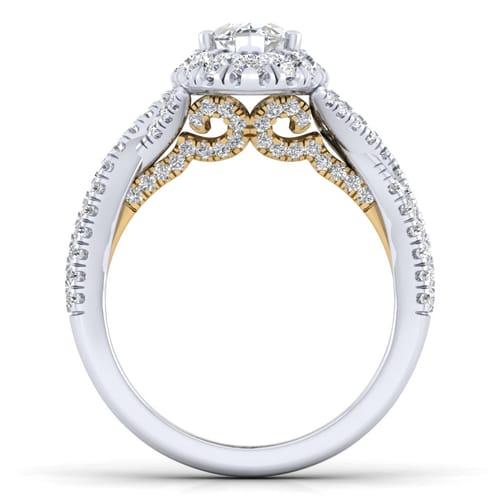 14K White-Yellow Gold Marquise Halo Diamond Engagement Ring 14K White-Yellow Gold Marquise Halo Diamond Engagement Ring