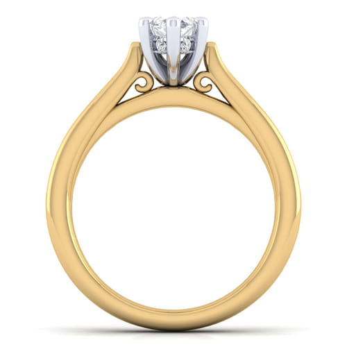 14K White-Yellow Gold Marquise Shape Diamond Channel Set Engagement Ring