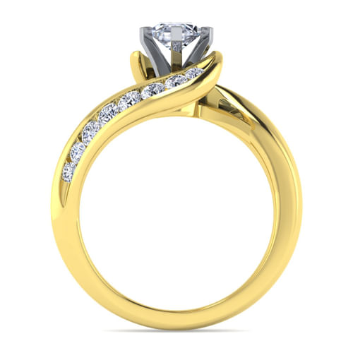 14K White-Yellow Gold Marquise Shape Diamond Channel Set Engagement Ring