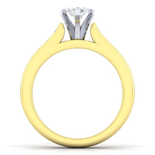 14K White-Yellow Gold Marquise Shape Diamond Channel Set Engagement Ring