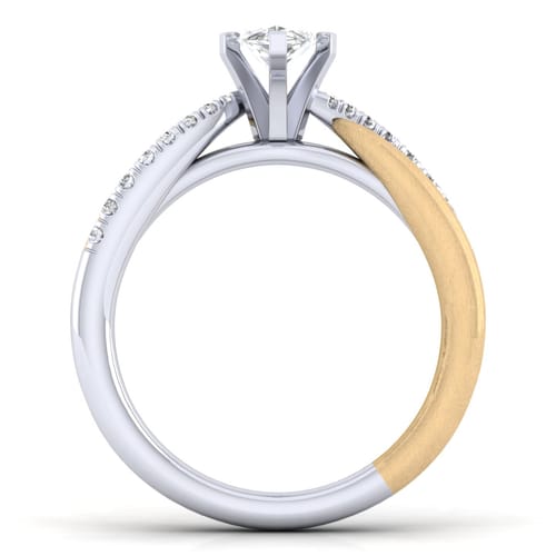 14K White-Yellow Gold Marquise Shape Diamond Engagement Ring