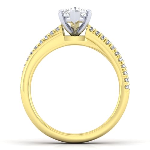 14K White-Yellow Gold Marquise Shape Diamond Engagement Ring