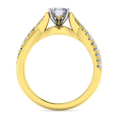 14K White-Yellow Gold Marquise Shape Diamond Engagement Ring
