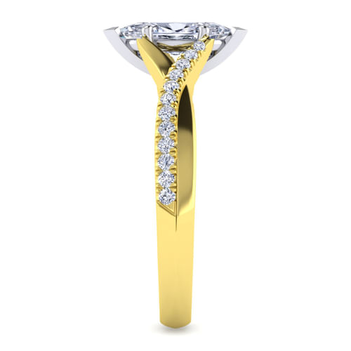14K White-Yellow Gold Marquise Shape Diamond Engagement Ring