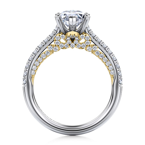 14K White-Yellow Gold Marquise Shape Diamond Engagement Ring