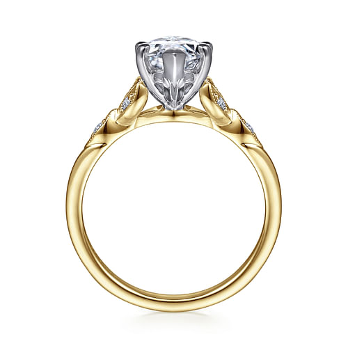 14K White-Yellow Gold Marquise Shape Diamond Engagement Ring