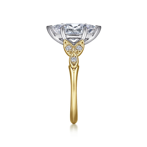 14K White-Yellow Gold Marquise Shape Diamond Engagement Ring