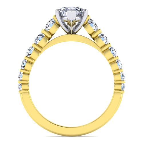 14K White-Yellow Gold Marquise Shape Diamond Engagement Ring