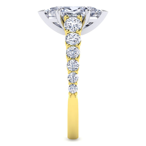 14K White-Yellow Gold Marquise Shape Diamond Engagement Ring