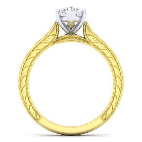 14K White-Yellow Gold Marquise Shape Diamond Engagement Ring