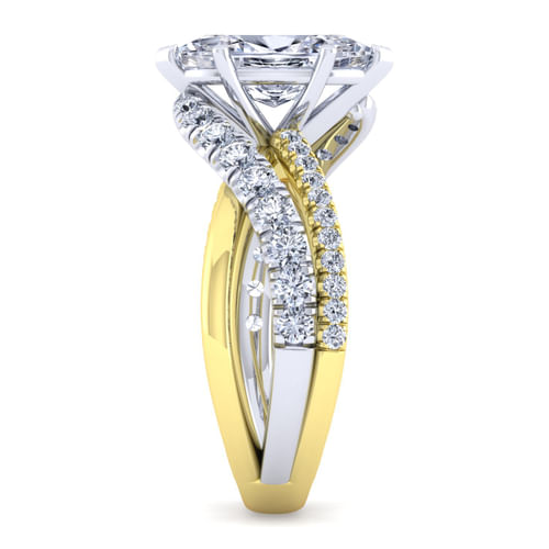 14K White-Yellow Gold Marquise Shape Diamond Engagement Ring