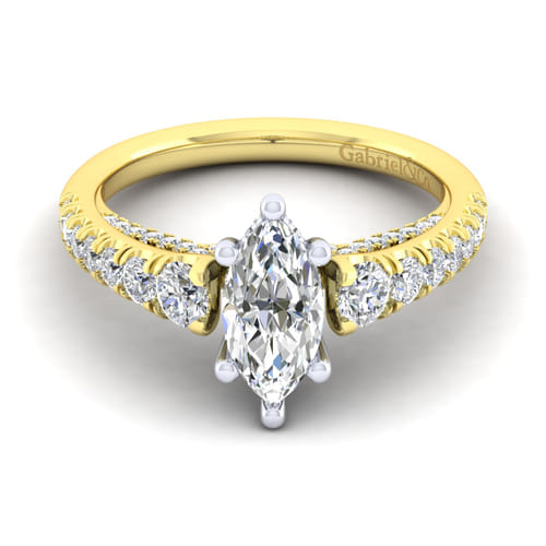 14K White-Yellow Gold Marquise Shape Diamond Engagement Ring 14K White-Yellow Gold Marquise Shape Diamond Engagement Ring