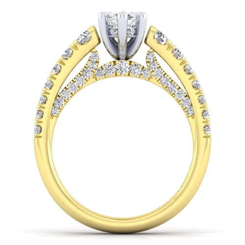 14K White-Yellow Gold Marquise Shape Diamond Engagement Ring 14K White-Yellow Gold Marquise Shape Diamond Engagement Ring