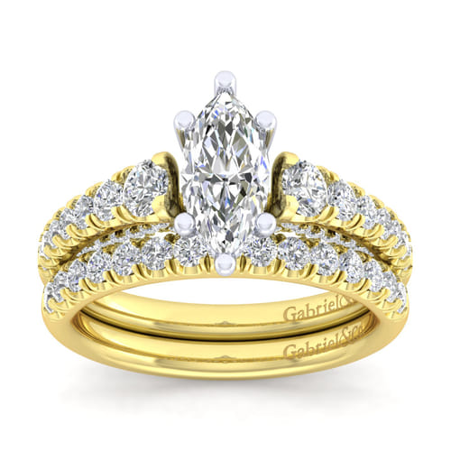 14K White-Yellow Gold Marquise Shape Diamond Engagement Ring 14K White-Yellow Gold Marquise Shape Diamond Engagement Ring