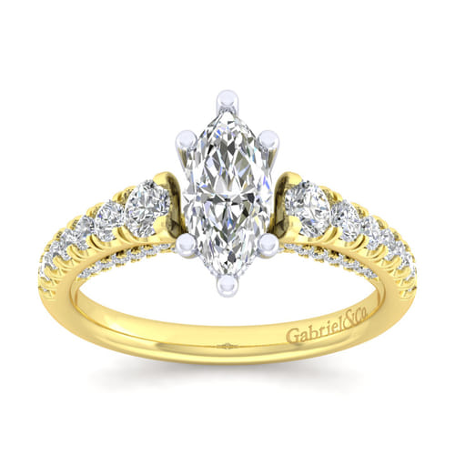 14K White-Yellow Gold Marquise Shape Diamond Engagement Ring 14K White-Yellow Gold Marquise Shape Diamond Engagement Ring