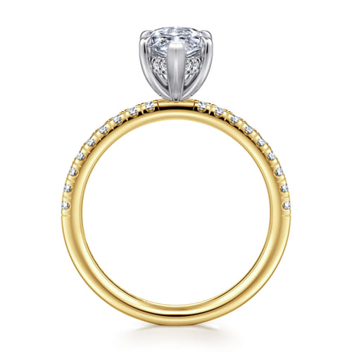 14K White-Yellow Gold Marquise Shape Diamond Engagement Ring