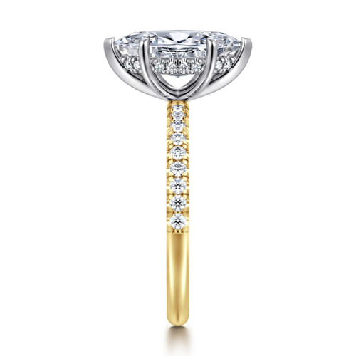 14K White-Yellow Gold Marquise Shape Diamond Engagement Ring