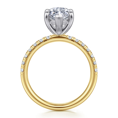 14K White-Yellow Gold Marquise Shape Diamond Engagement Ring