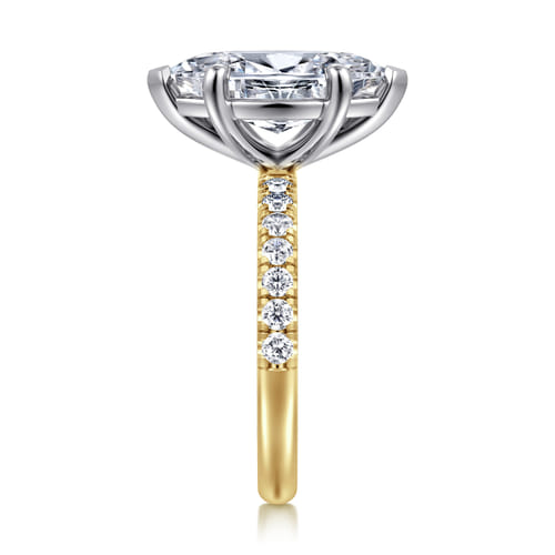 14K White-Yellow Gold Marquise Shape Diamond Engagement Ring