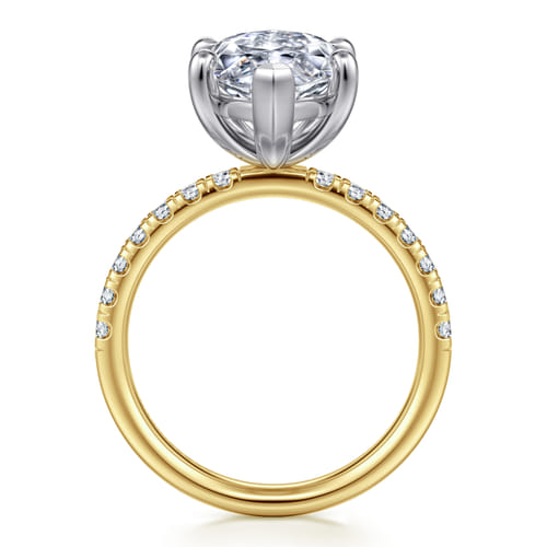 14K White-Yellow Gold Marquise Shape Diamond Engagement Ring