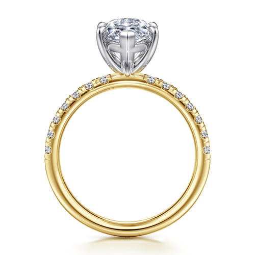 14K White-Yellow Gold Marquise Shape Diamond Engagement Ring